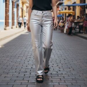 Old Navy Shimmering Silver High-Rise Pants